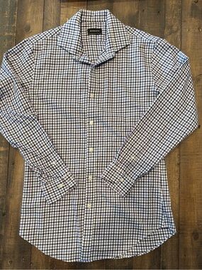 Casual Purple, White, and Black Check Dress Shirt by Esquire (Men’s Wearhouse)